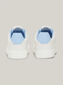 Sneakersy*Tommy Hilfiger Skórzane Buty Sportowe Z Monogramem TH ECRU/VESSEL BLUE