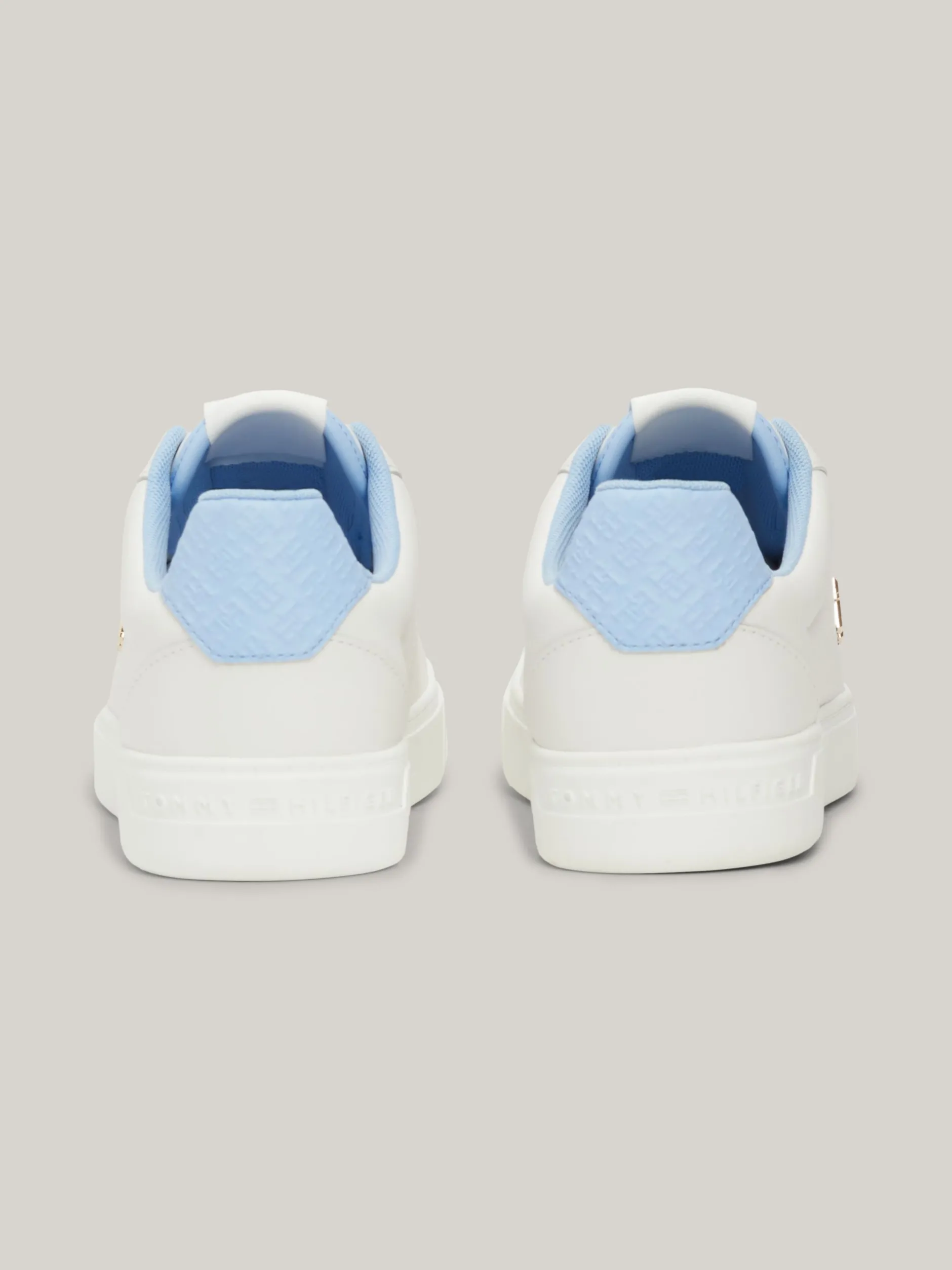 Sneakersy*Tommy Hilfiger Skórzane Buty Sportowe Z Monogramem TH ECRU/VESSEL BLUE