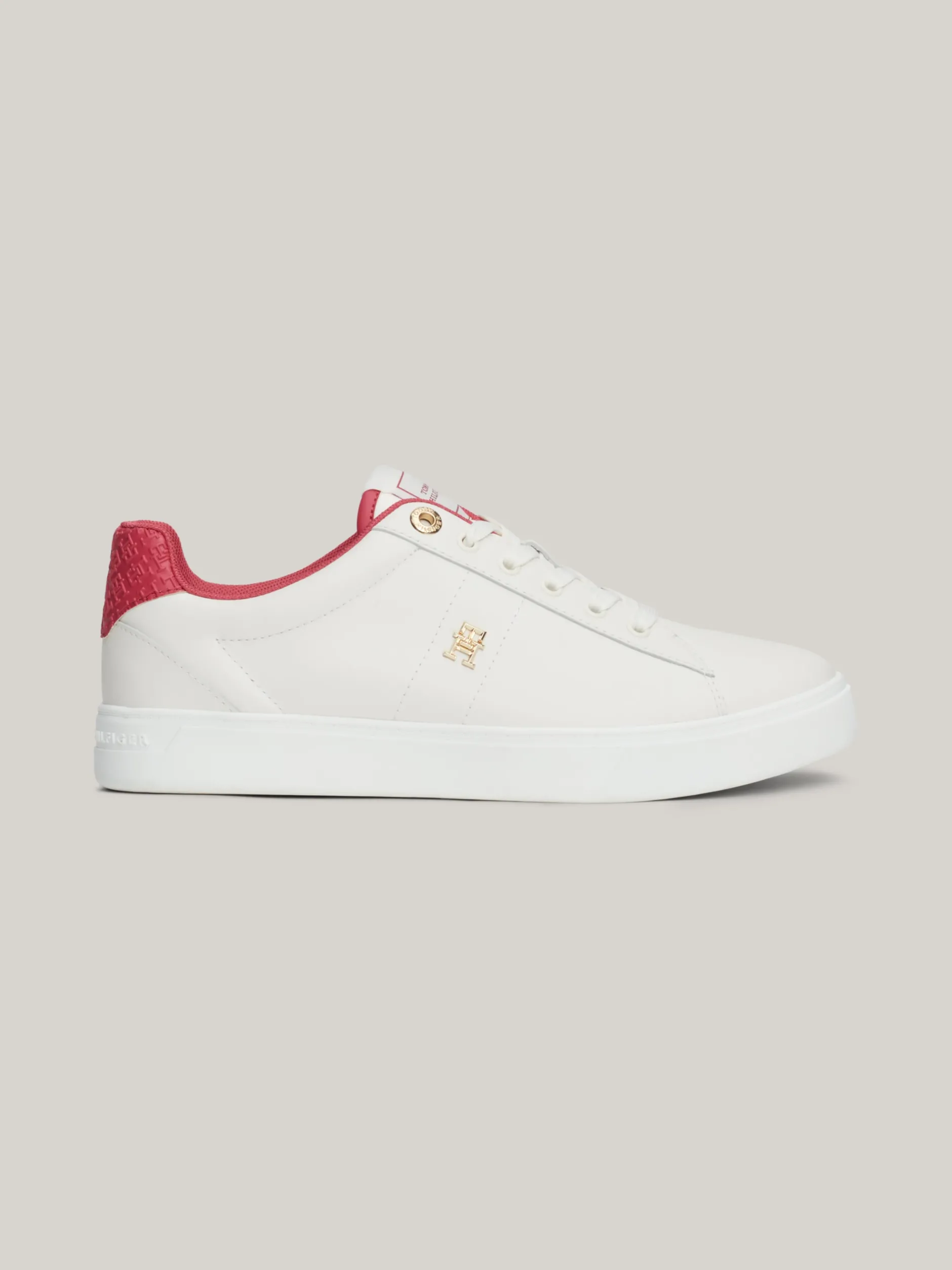 Sneakersy*Tommy Hilfiger Skórzane Buty Sportowe Z Monogramem TH ANCIENT WHITE/HERITAGE PINK