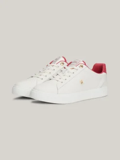 Sneakersy*Tommy Hilfiger Skórzane Buty Sportowe Z Monogramem TH ANCIENT WHITE/HERITAGE PINK