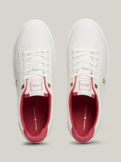 Sneakersy*Tommy Hilfiger Skórzane Buty Sportowe Z Monogramem TH ANCIENT WHITE/HERITAGE PINK