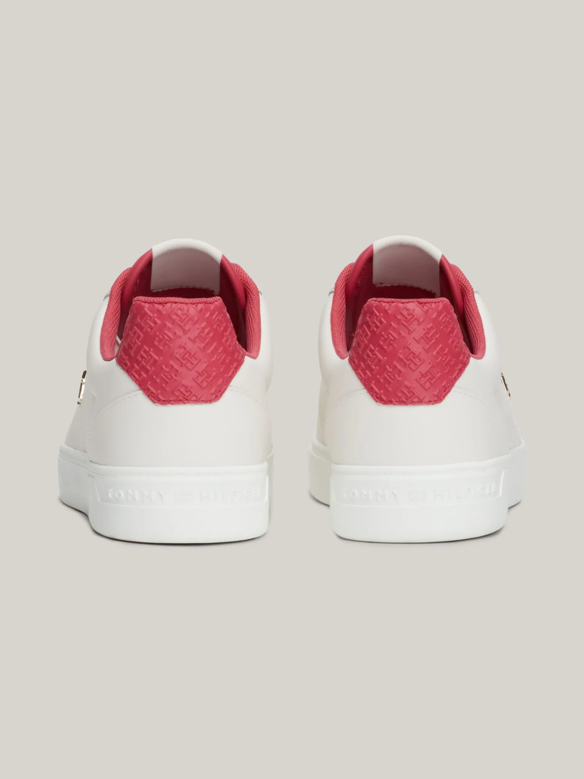 Sneakersy*Tommy Hilfiger Skórzane Buty Sportowe Z Monogramem TH ANCIENT WHITE/HERITAGE PINK
