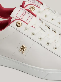 Sneakersy*Tommy Hilfiger Skórzane Buty Sportowe Z Monogramem TH ANCIENT WHITE/HERITAGE PINK