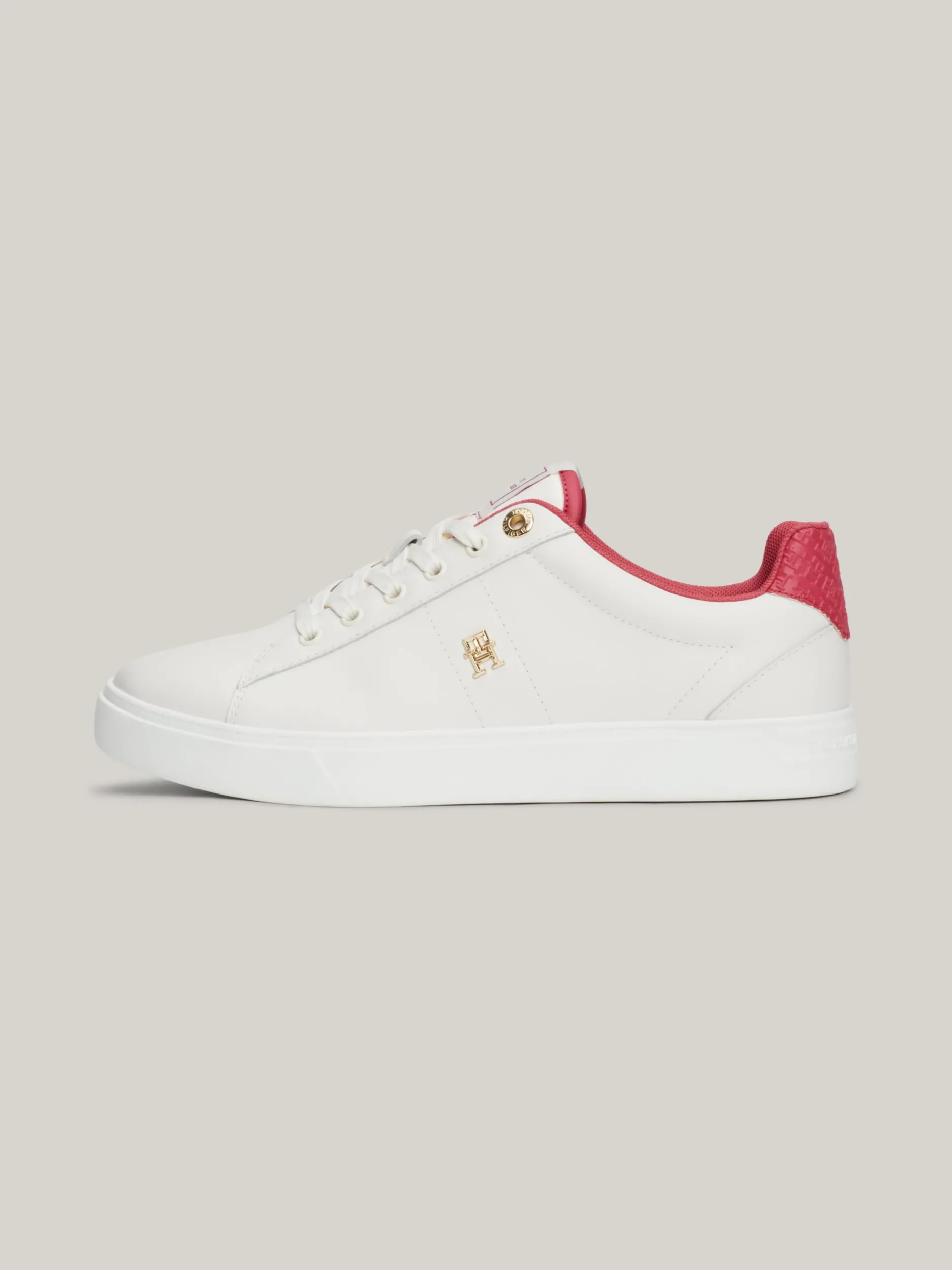 Sneakersy*Tommy Hilfiger Skórzane Buty Sportowe Z Monogramem TH ANCIENT WHITE/HERITAGE PINK