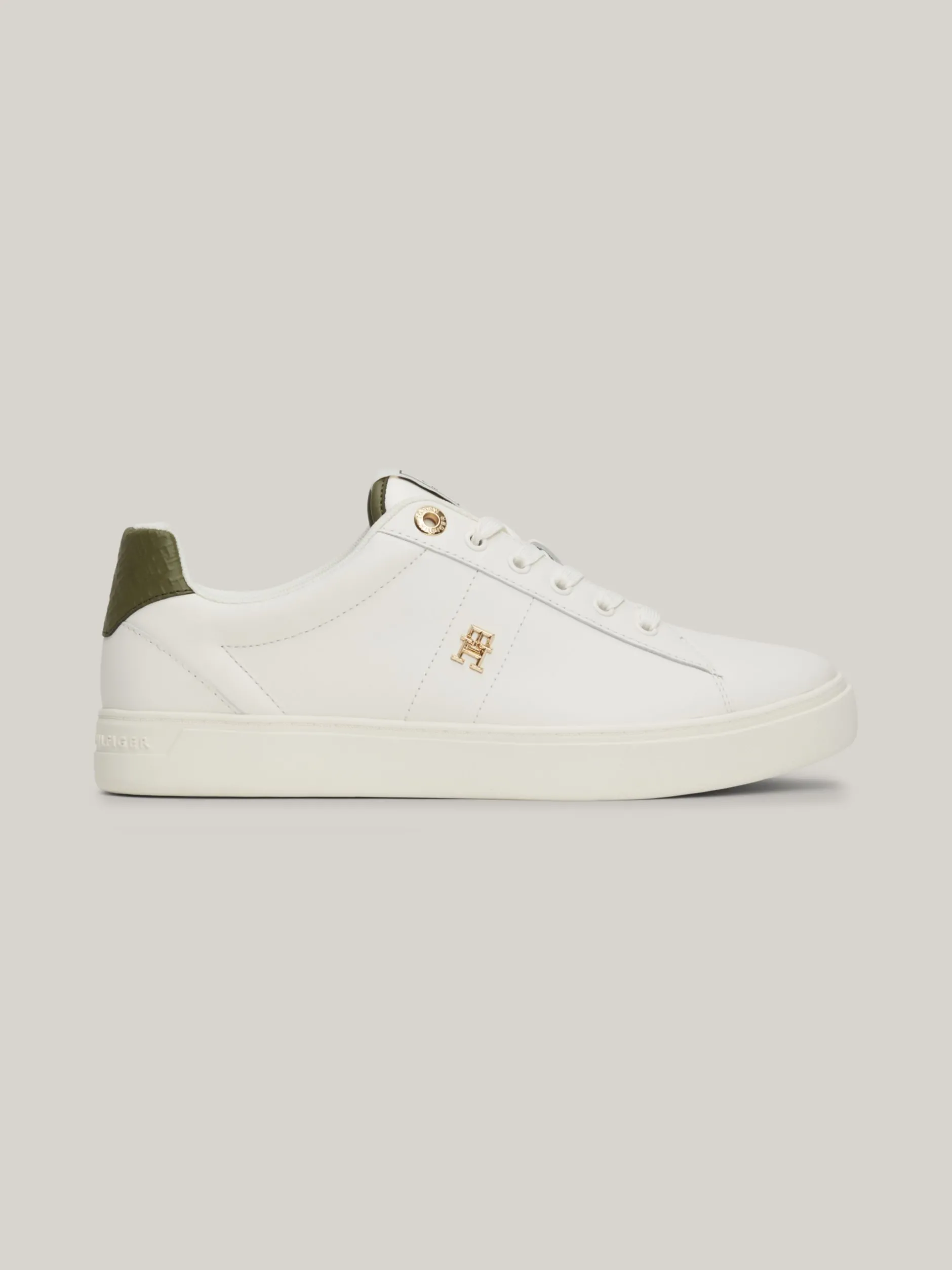 Sneakersy*Tommy Hilfiger Skórzane Buty Sportowe Z Monogramem TH ANCIENT WHITE