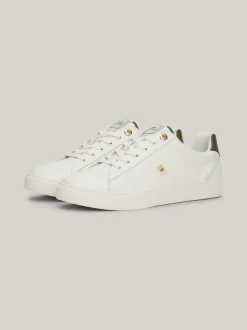 Sneakersy*Tommy Hilfiger Skórzane Buty Sportowe Z Monogramem TH ANCIENT WHITE