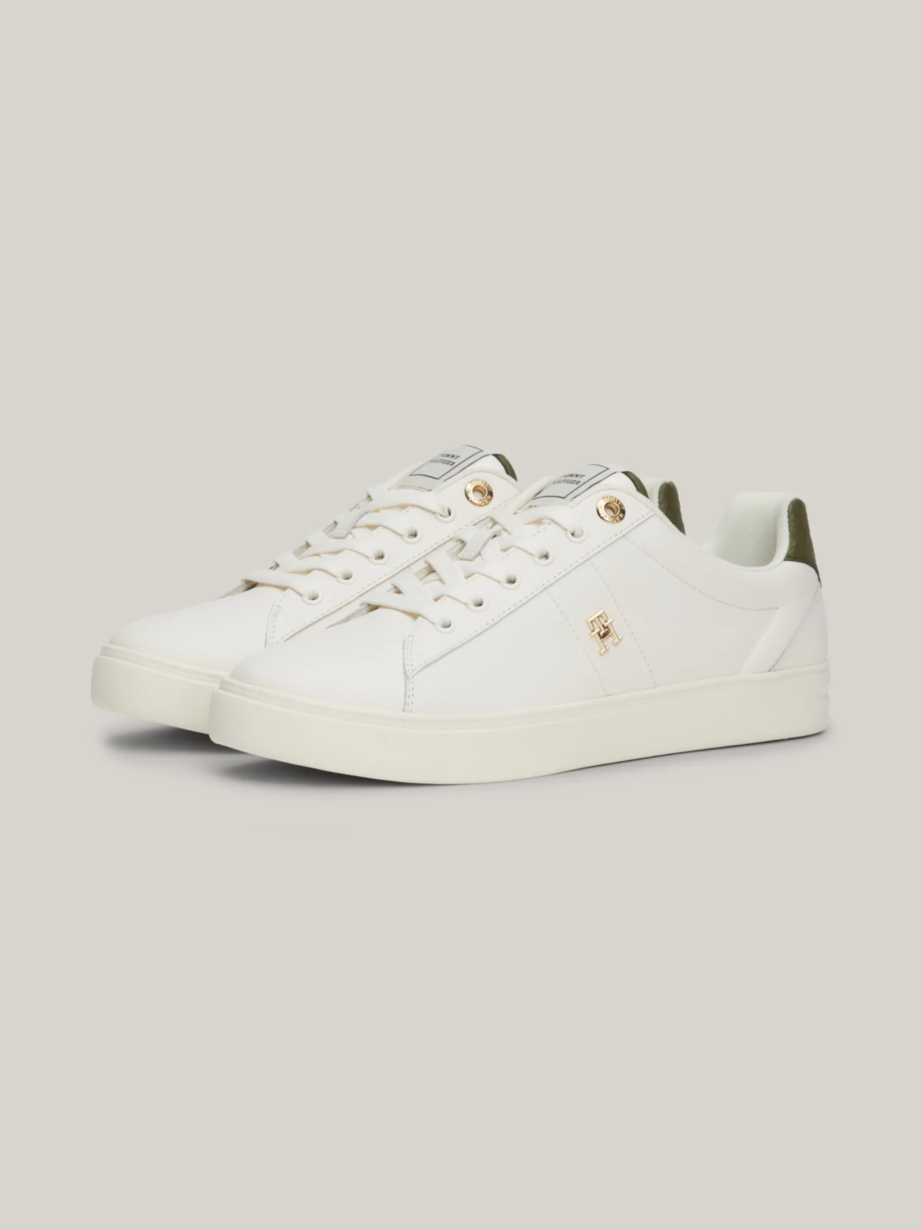 Sneakersy*Tommy Hilfiger Skórzane Buty Sportowe Z Monogramem TH ANCIENT WHITE