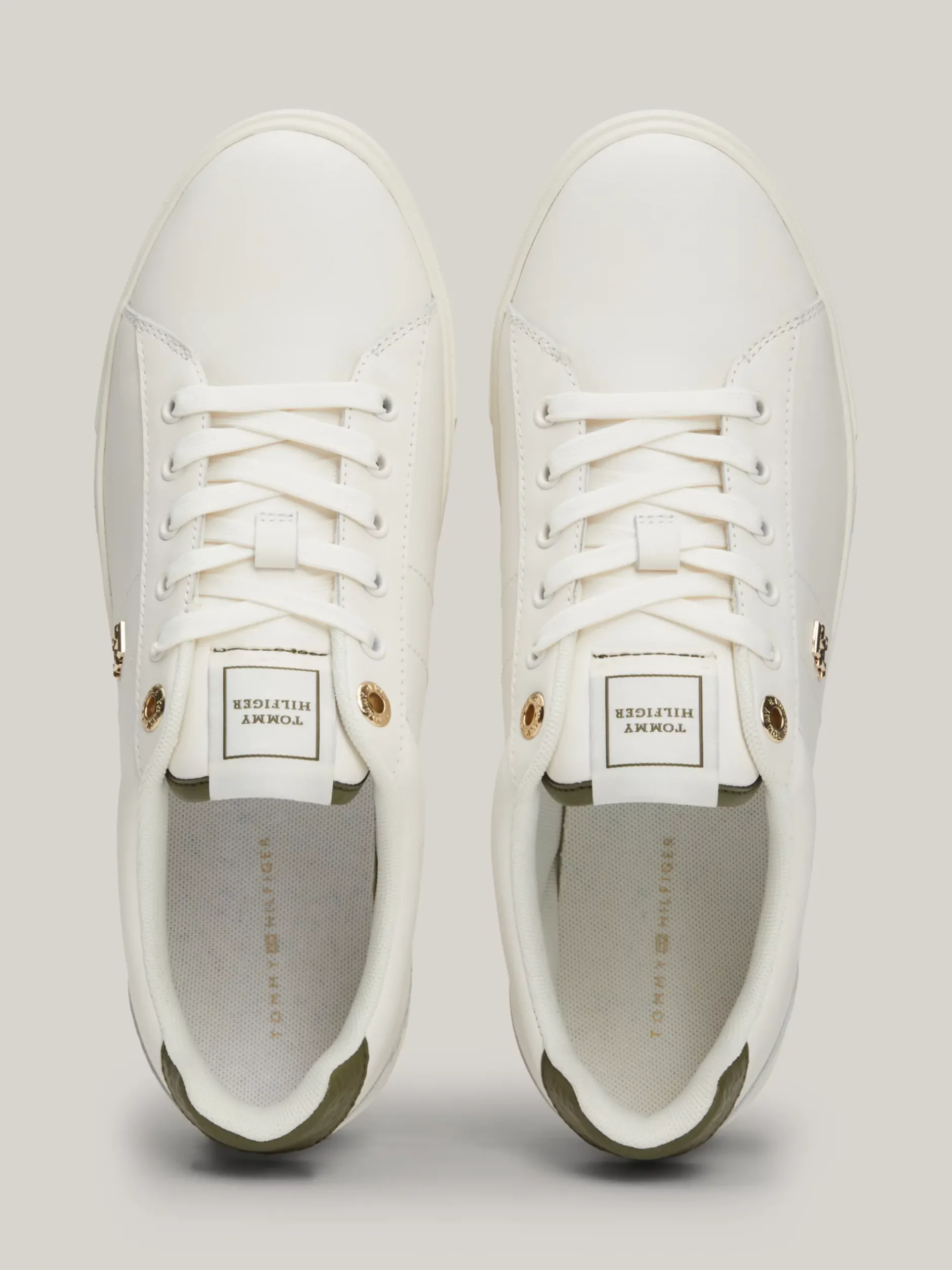Sneakersy*Tommy Hilfiger Skórzane Buty Sportowe Z Monogramem TH ANCIENT WHITE