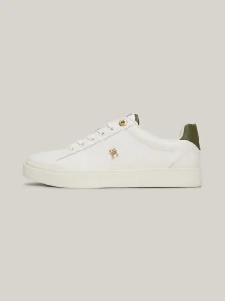 Sneakersy*Tommy Hilfiger Skórzane Buty Sportowe Z Monogramem TH ANCIENT WHITE