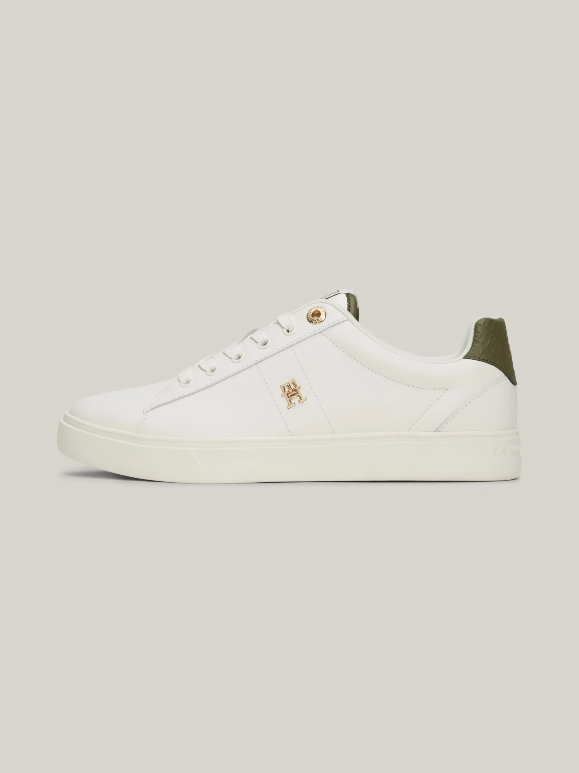 Sneakersy*Tommy Hilfiger Skórzane Buty Sportowe Z Monogramem TH ANCIENT WHITE