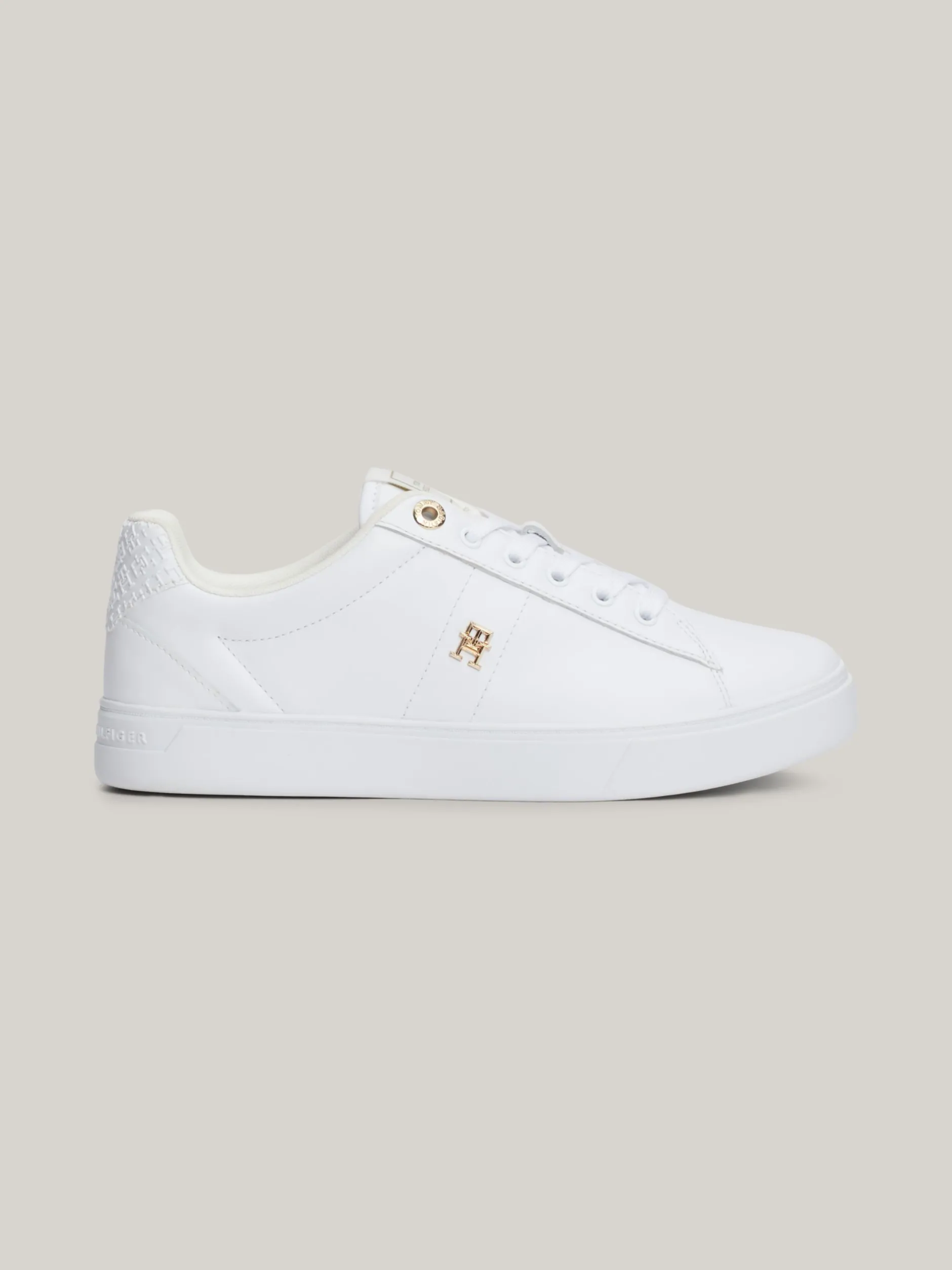 Sneakersy*Tommy Hilfiger Skórzane Buty Sportowe Z Monogramem TH WHITE