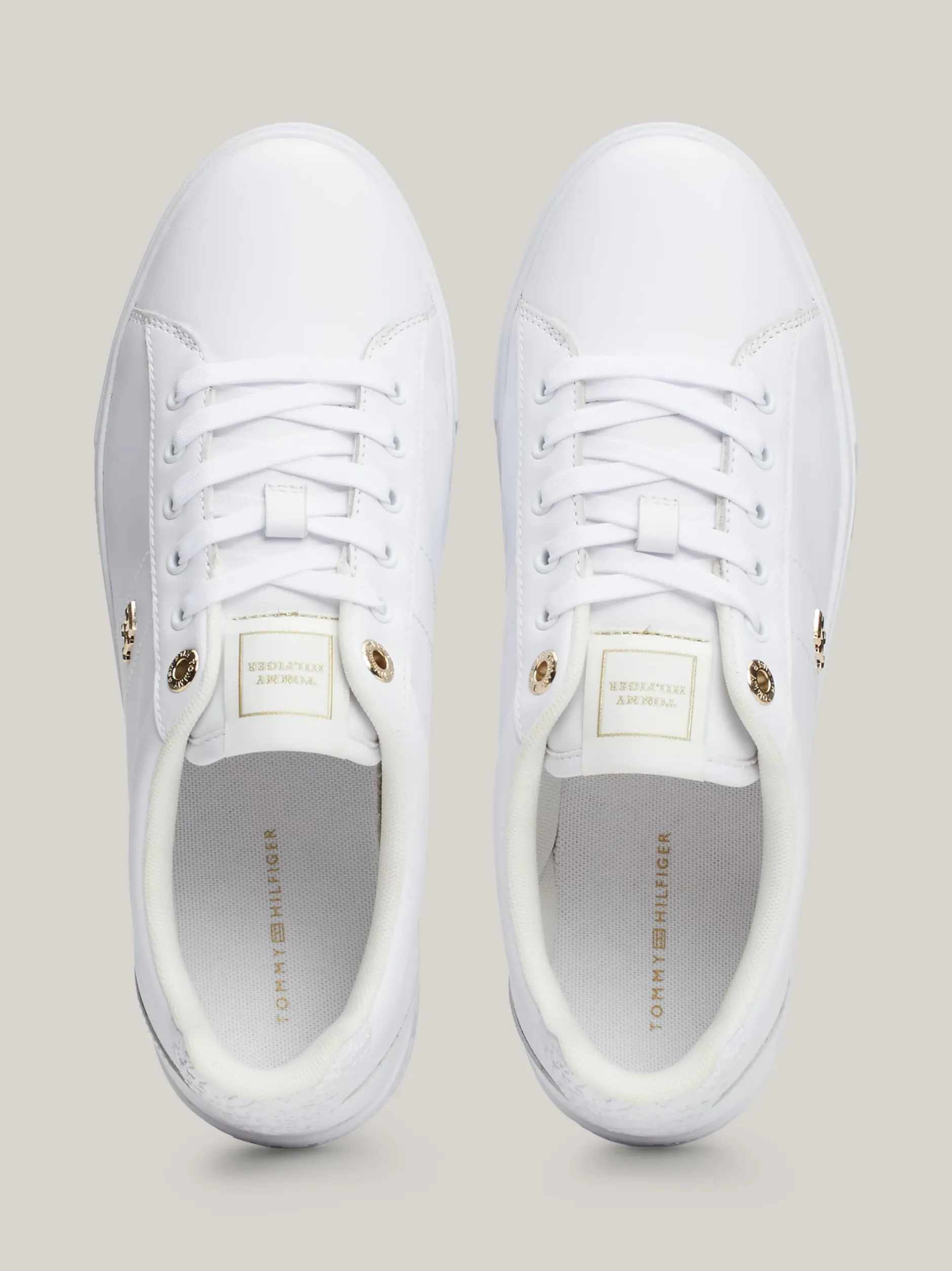 Sneakersy*Tommy Hilfiger Skórzane Buty Sportowe Z Monogramem TH WHITE