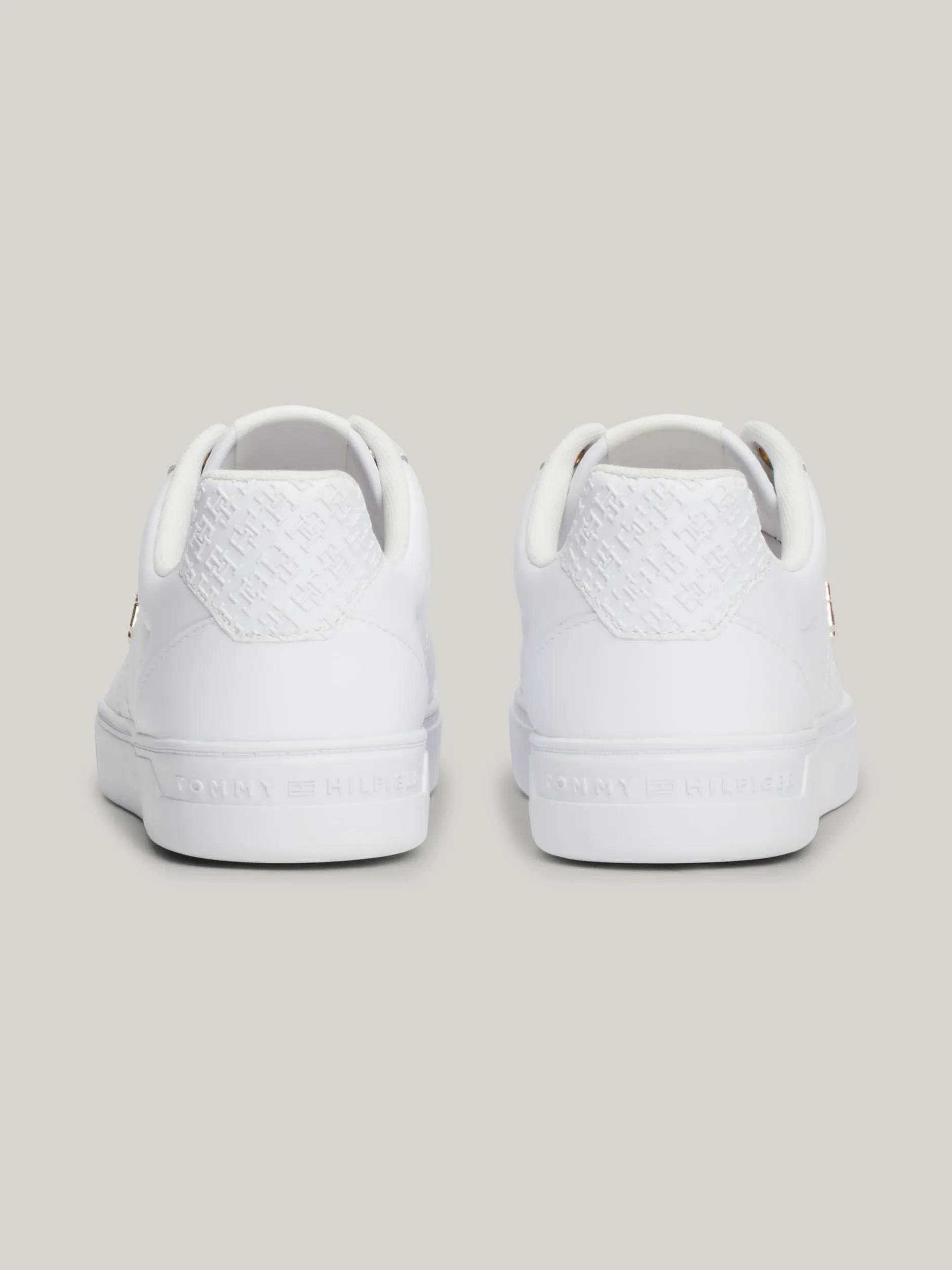 Sneakersy*Tommy Hilfiger Skórzane Buty Sportowe Z Monogramem TH WHITE