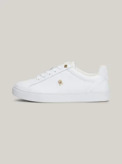 Sneakersy*Tommy Hilfiger Skórzane Buty Sportowe Z Monogramem TH WHITE