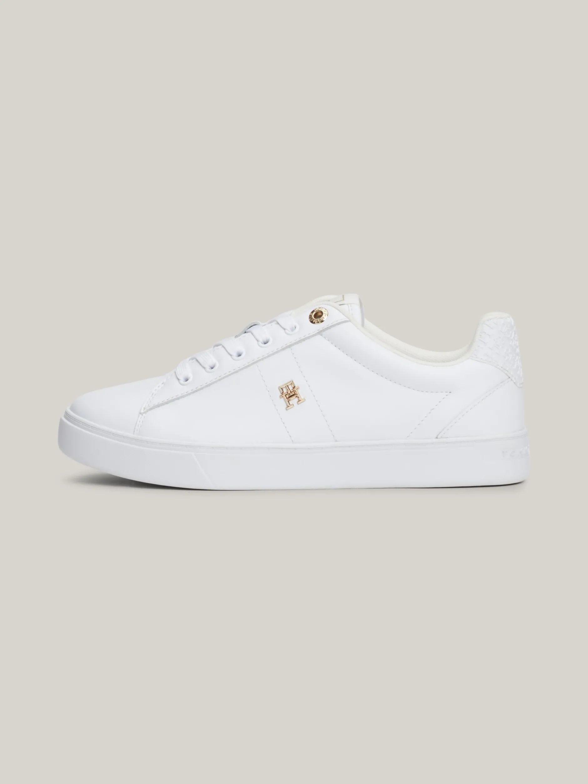Sneakersy*Tommy Hilfiger Skórzane Buty Sportowe Z Monogramem TH WHITE