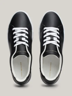 Sneakersy*Tommy Hilfiger Skórzane Buty Sportowe Z Metalicznym Logo BLACK