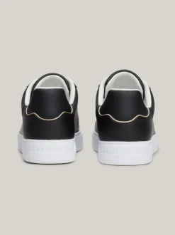 Sneakersy*Tommy Hilfiger Skórzane Buty Sportowe Z Metalicznym Logo BLACK