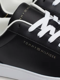 Sneakersy*Tommy Hilfiger Skórzane Buty Sportowe Z Metalicznym Logo BLACK