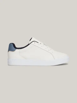 Sneakersy*Tommy Hilfiger Skórzane Buty Sportowe Z Metalicznym Logo ANCIENT WHITE