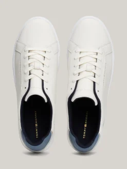 Sneakersy*Tommy Hilfiger Skórzane Buty Sportowe Z Metalicznym Logo ANCIENT WHITE