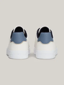 Sneakersy*Tommy Hilfiger Skórzane Buty Sportowe Z Metalicznym Logo ANCIENT WHITE