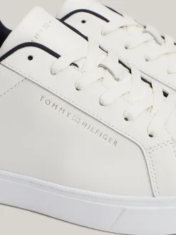Sneakersy*Tommy Hilfiger Skórzane Buty Sportowe Z Metalicznym Logo ANCIENT WHITE