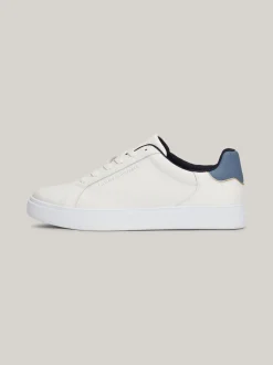 Sneakersy*Tommy Hilfiger Skórzane Buty Sportowe Z Metalicznym Logo ANCIENT WHITE