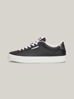 Sneakersy*Tommy Hilfiger Skórzane Buty Sportowe Z Podeszwą Cupsole BLACK