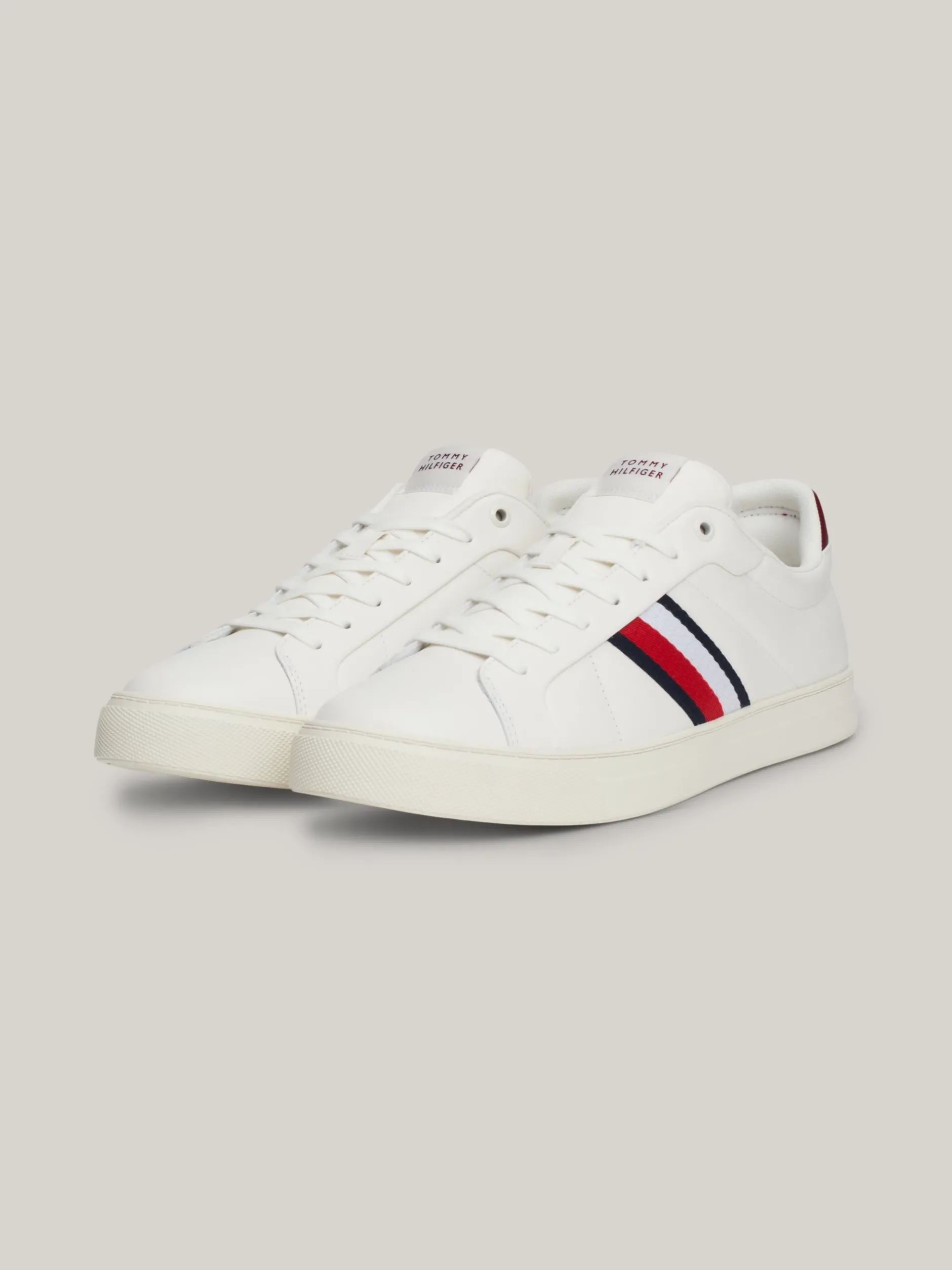 White Trainers|Sneakersy*Tommy Hilfiger Skórzane Buty Sportowe Z Sygnowaną Taśmą ANCIENT WHITE/ROUGE
