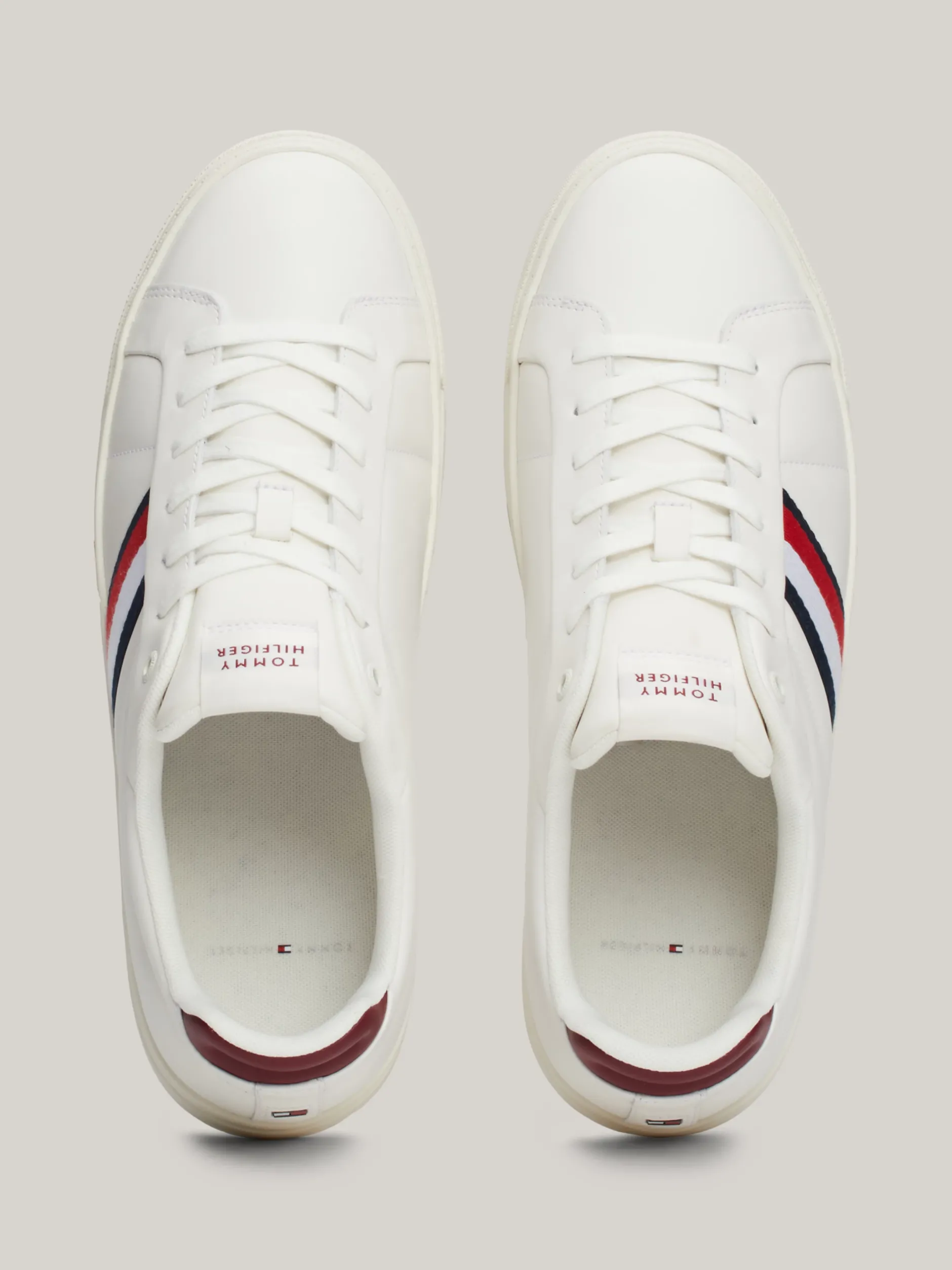 White Trainers|Sneakersy*Tommy Hilfiger Skórzane Buty Sportowe Z Sygnowaną Taśmą ANCIENT WHITE/ROUGE