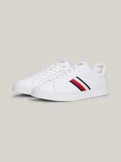 White Trainers|Sneakersy*Tommy Hilfiger Skórzane Buty Sportowe Z Sygnowaną Taśmą WHITE