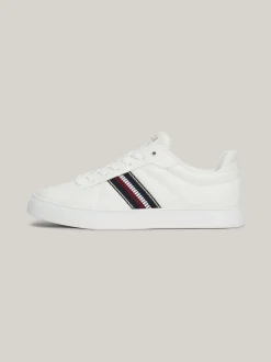 Sneakersy*Tommy Hilfiger Skórzane Buty Sportowe Z Sygnowaną Taśmą ECRU