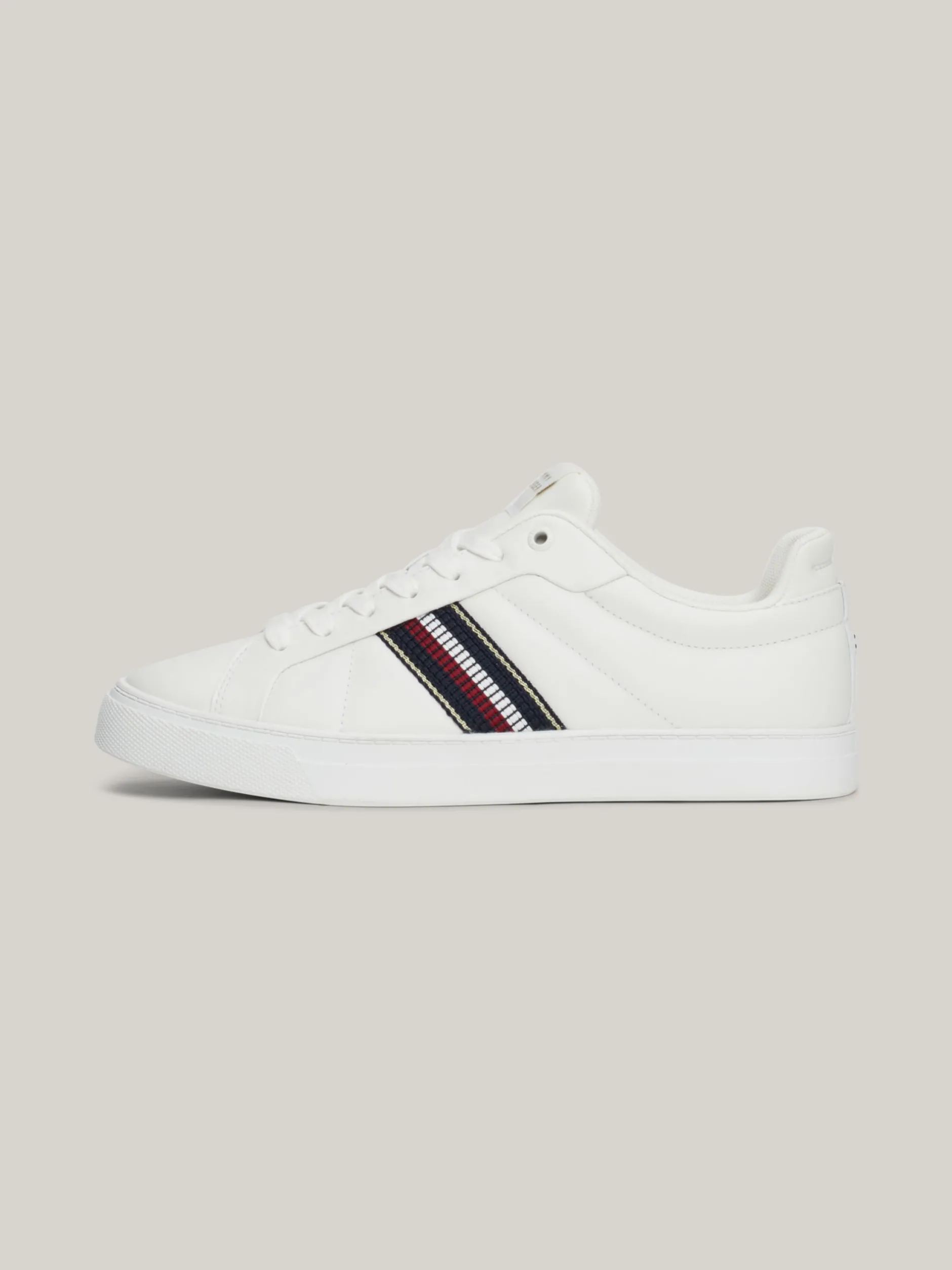 Sneakersy*Tommy Hilfiger Skórzane Buty Sportowe Z Sygnowaną Taśmą ECRU