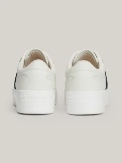 Sneakersy*Tommy Hilfiger Skórzane Buty Sportowe Z Sygnowaną Taśmą ECRU