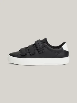 Sneakersy*Tommy Hilfiger Skórzane Buty Sportowe Z Zapięciem Na Rzepy BLACK