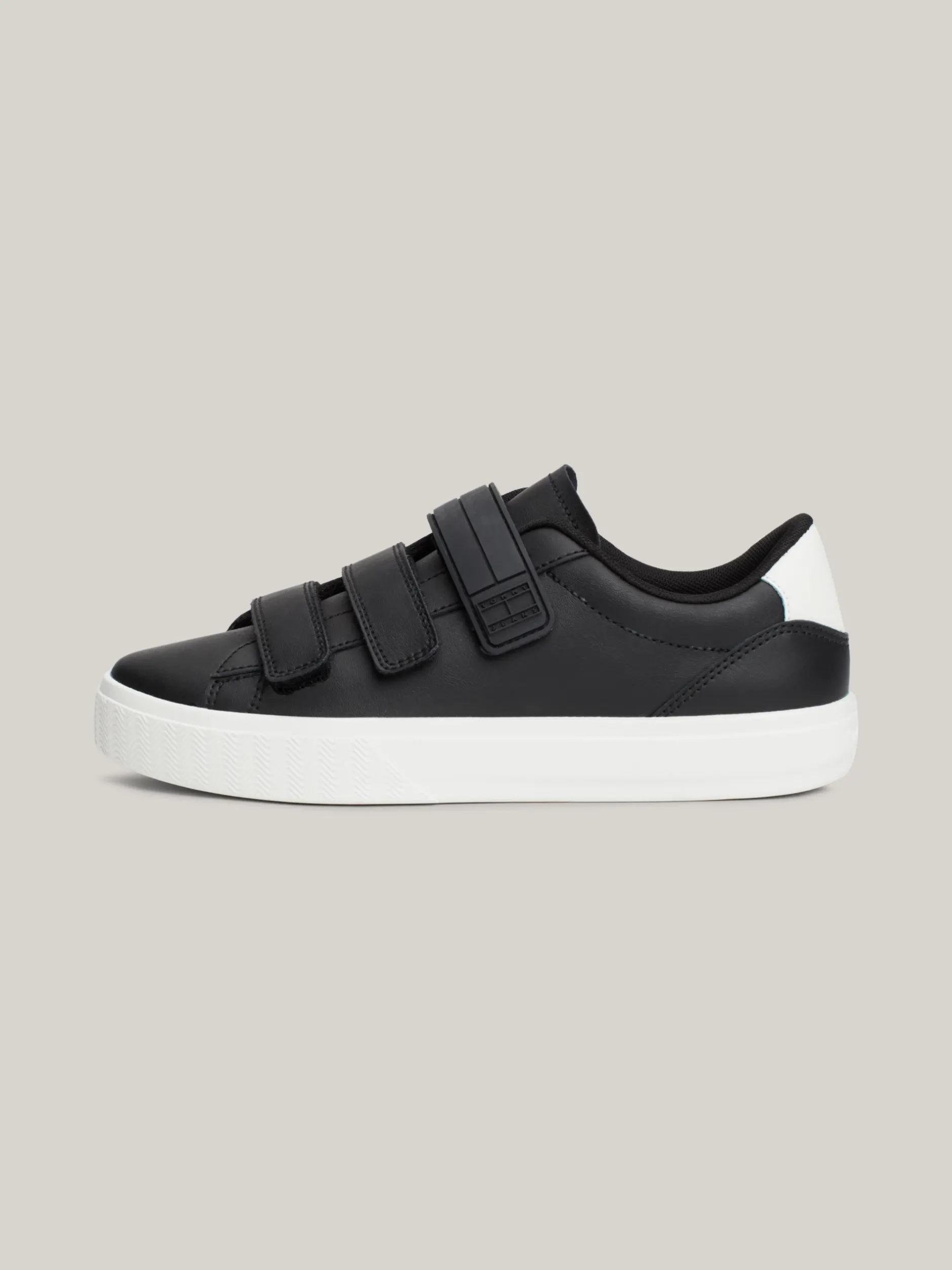 Sneakersy*Tommy Hilfiger Skórzane Buty Sportowe Z Zapięciem Na Rzepy BLACK
