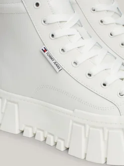 Sneakersy*Tommy Hilfiger Skórzane Buty Sportowe Za Kostkę ECRU