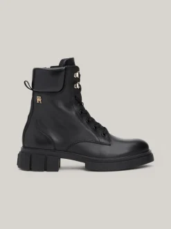 Sznurowane Botki|Botki*Tommy Hilfiger Skórzane Buty Typu Biker BLACK