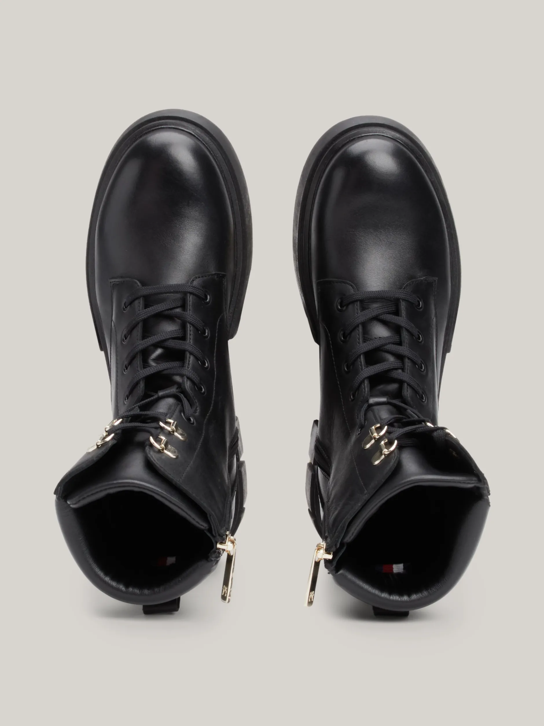 Sznurowane Botki|Botki*Tommy Hilfiger Skórzane Buty Typu Biker BLACK