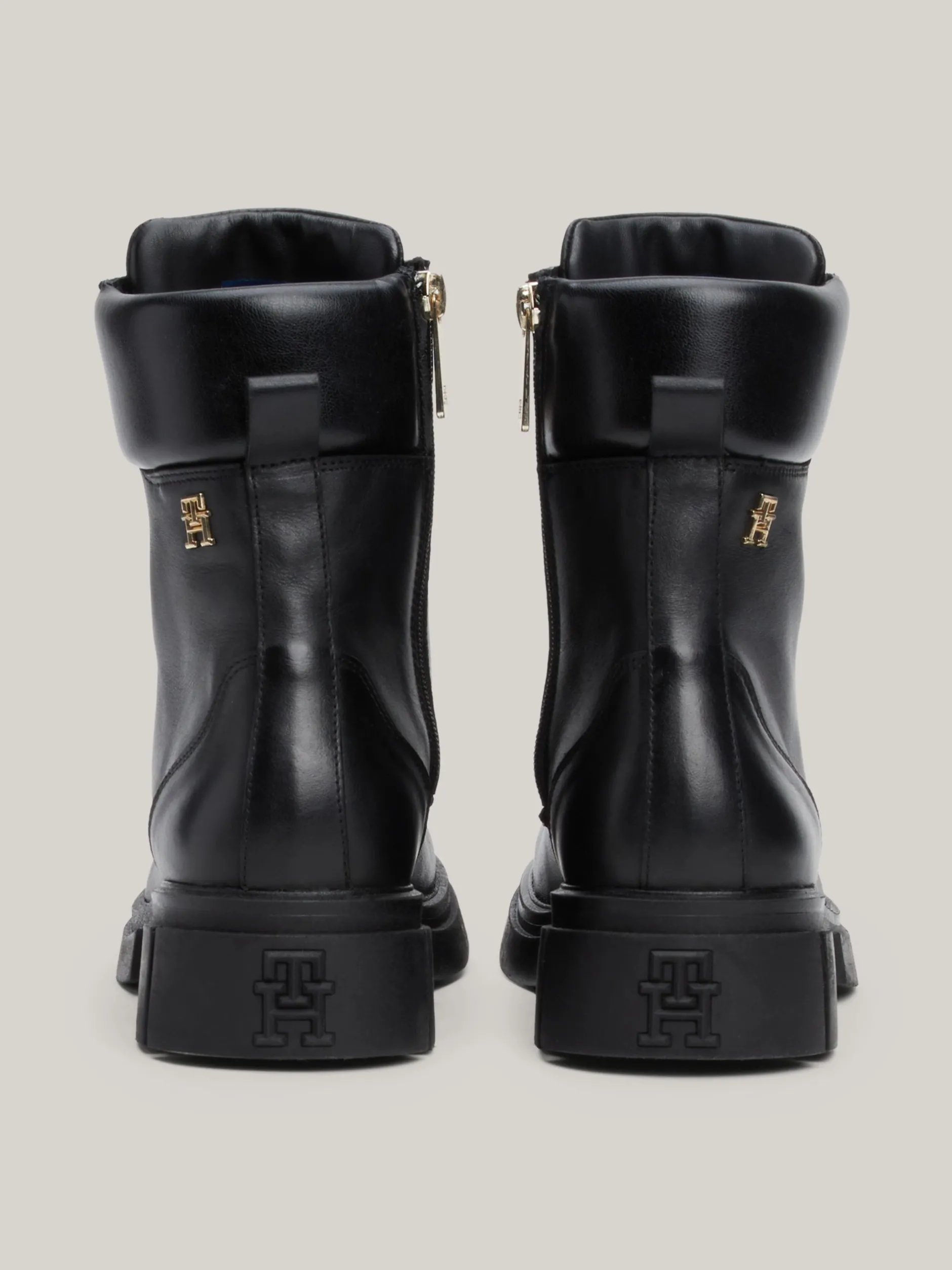 Sznurowane Botki|Botki*Tommy Hilfiger Skórzane Buty Typu Biker BLACK
