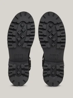 Botki*Tommy Hilfiger Skórzane Buty Typu Biker Z Protektorem BLACK