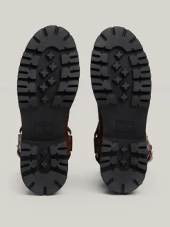 Botki*Tommy Hilfiger Skórzane Buty Typu Biker Z Protektorem CAROB CHOCOLATE