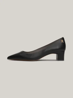 Czółenka*Tommy Hilfiger Skórzane Buty Z Noskiem W Szpic BLACK