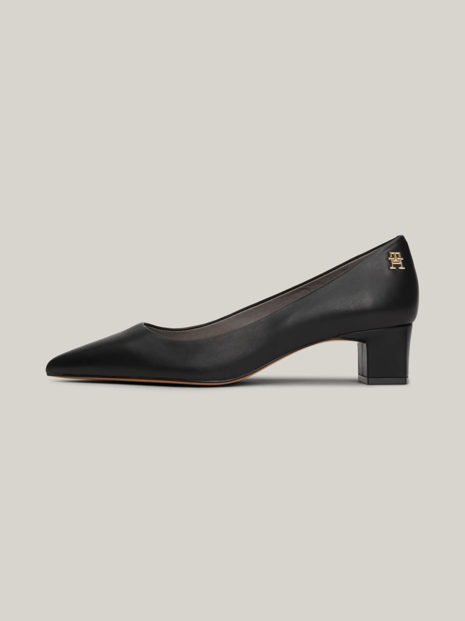 Czółenka*Tommy Hilfiger Skórzane Buty Z Noskiem W Szpic BLACK