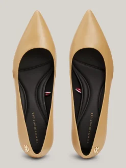 Czółenka*Tommy Hilfiger Skórzane Buty Z Noskiem W Szpic CLASSIC KHAKI