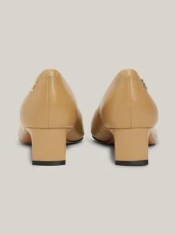 Czółenka*Tommy Hilfiger Skórzane Buty Z Noskiem W Szpic CLASSIC KHAKI