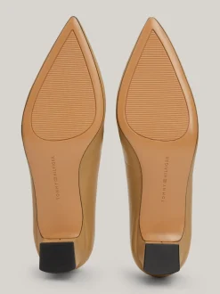 Czółenka*Tommy Hilfiger Skórzane Buty Z Noskiem W Szpic CLASSIC KHAKI