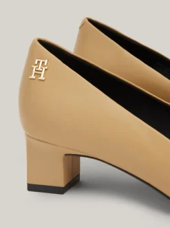 Czółenka*Tommy Hilfiger Skórzane Buty Z Noskiem W Szpic CLASSIC KHAKI
