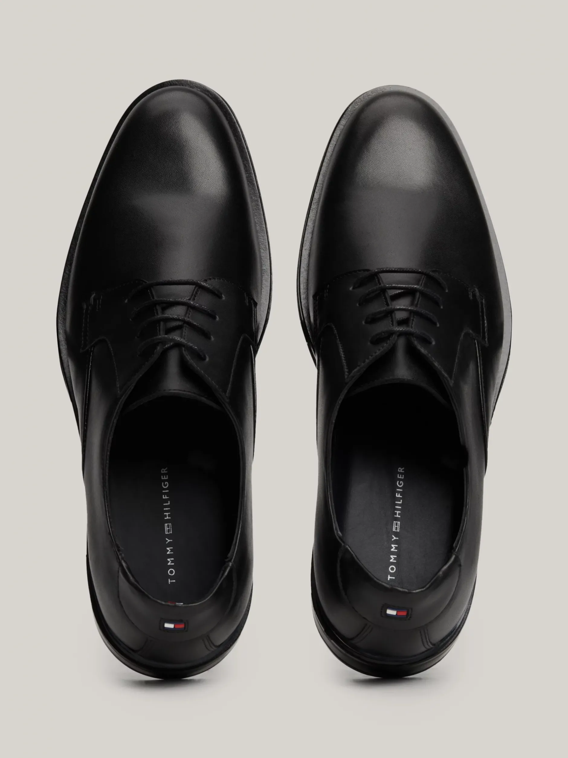 Buty Wizytowe*Tommy Hilfiger Skórzane Derby Z Sygnowaną Tasiemką BLACK