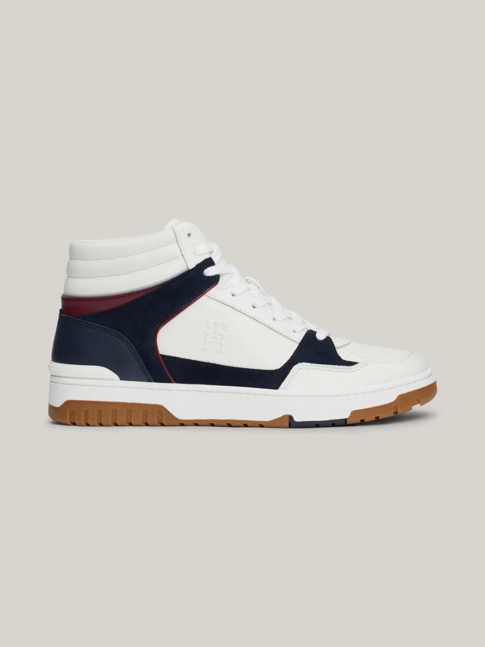 Sneakersy*Tommy Hilfiger Skórzane Koszykarskie Buty Sportowe Za Kostkę ECRU